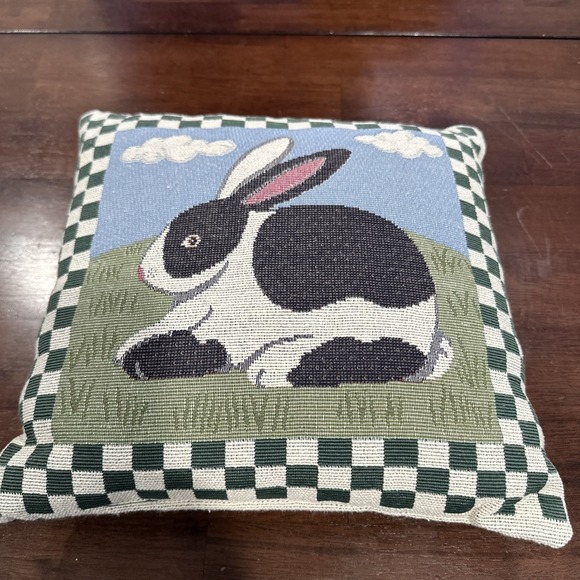 Tapestry‎ Bunny Throw Pillow 12x12 - Picture 1 of 5